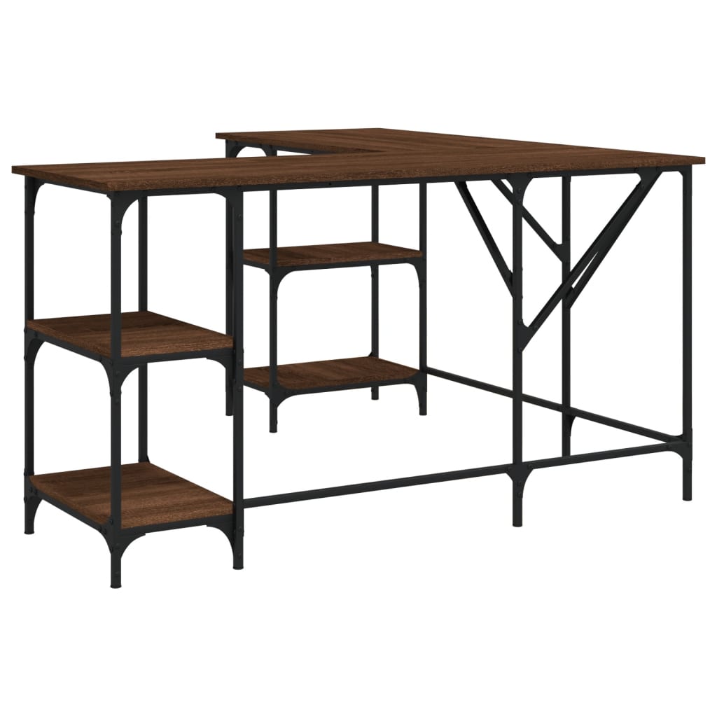 vidaXL Desk Storage L-shape Computer Study Table with Shelves Engineered Wood-22