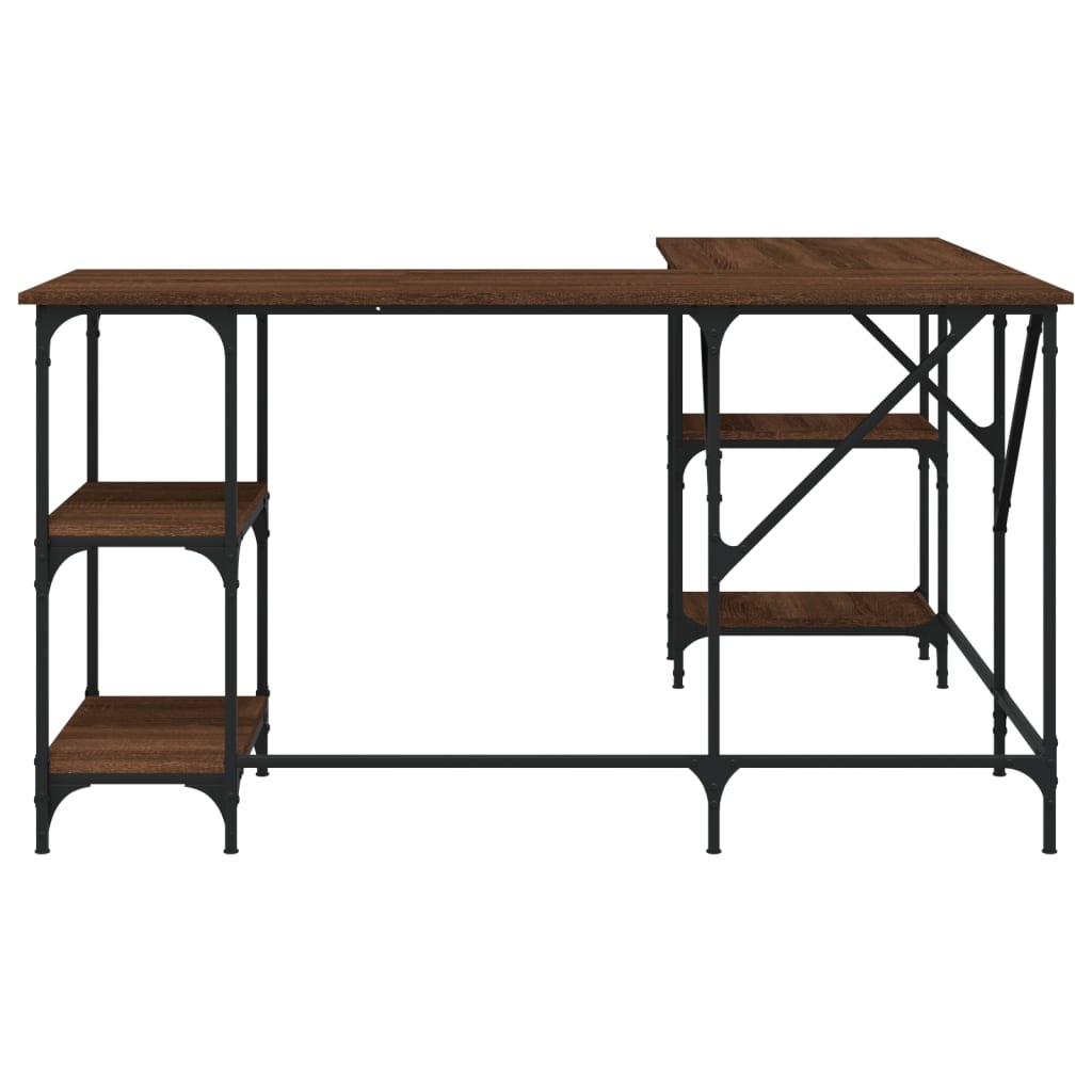 vidaXL Desk Storage L-shape Computer Study Table with Shelves Engineered Wood-3