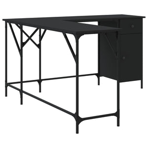 vidaXL Desk Storage L-shape Computer Study Table with Shelves Engineered Wood-15