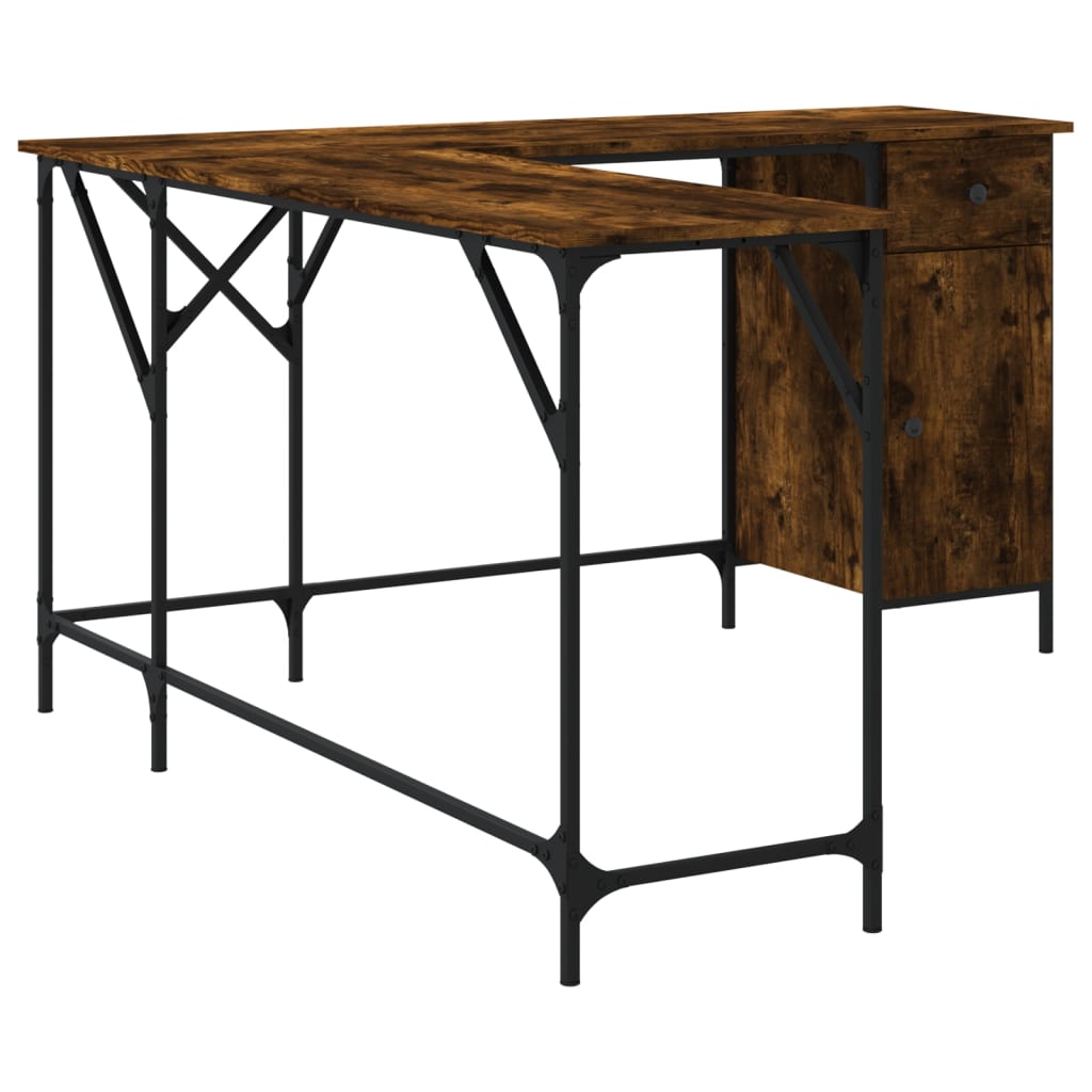 vidaXL Desk Storage L-shape Computer Study Table with Shelves Engineered Wood-3