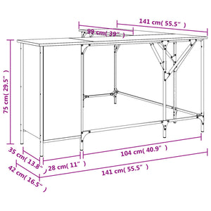 vidaXL Desk Storage L-shape Computer Study Table with Shelves Engineered Wood-9
