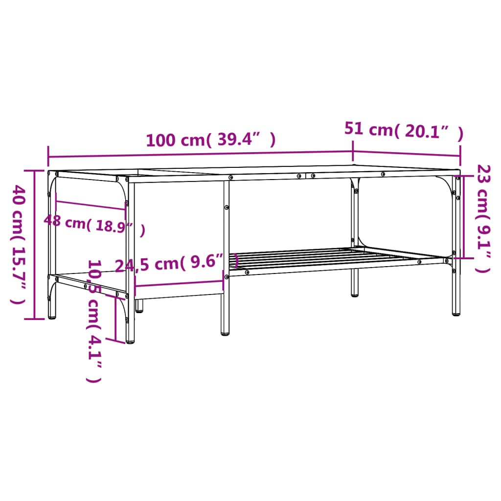 vidaXL Coffee Table with Rack Accent Side End Desk Furniture Engineered Wood-19