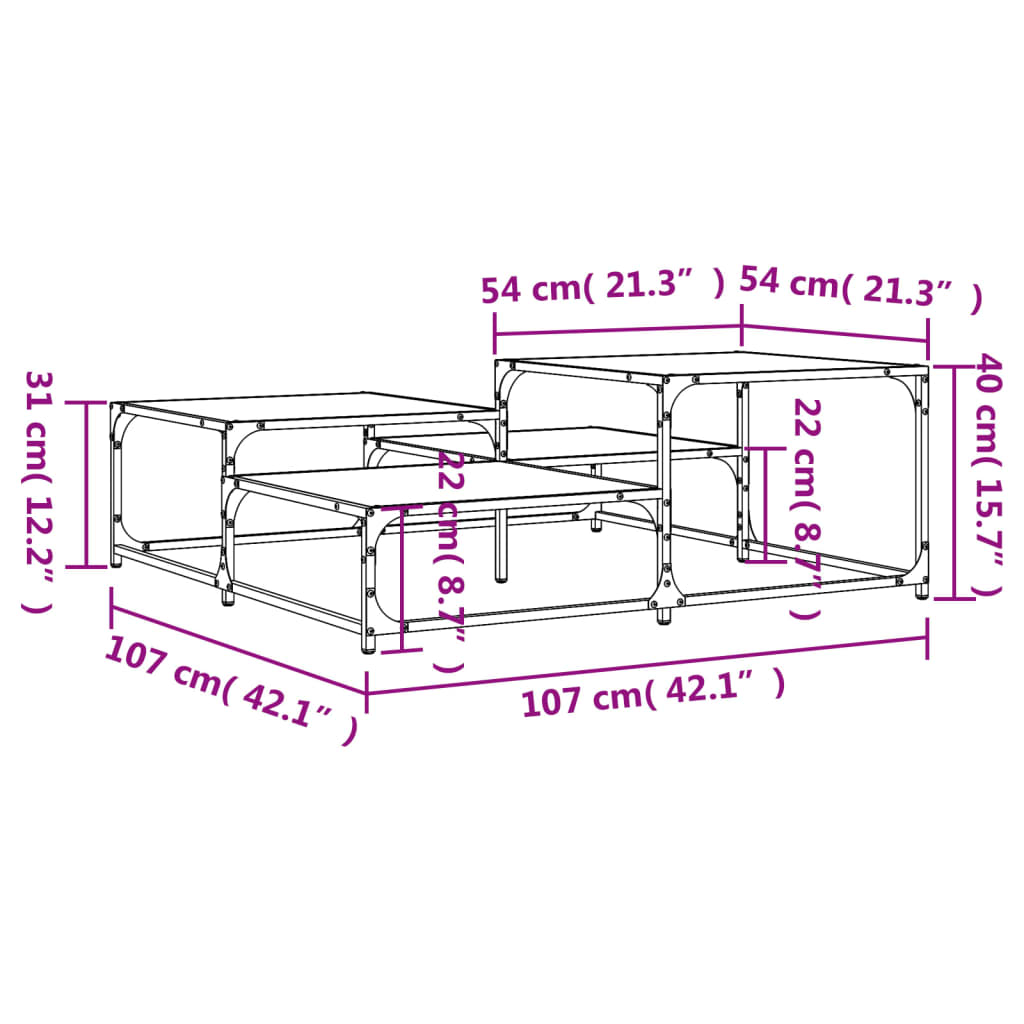 vidaXL Coffee Table Accent Sofa Center End Desk Furniture Engineered Wood-17