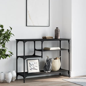 vidaXL Console Table with Shelves Black 39.4"x13.8"x29.5"-8