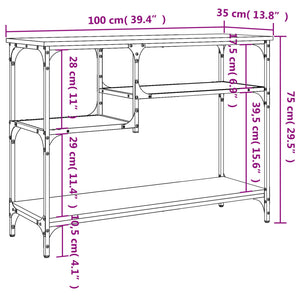 vidaXL Console Table with Shelves Black 39.4"x13.8"x29.5"-9