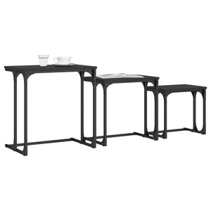 vidaXL Nesting Coffee Tables 3 pcs Black Engineered Wood-1