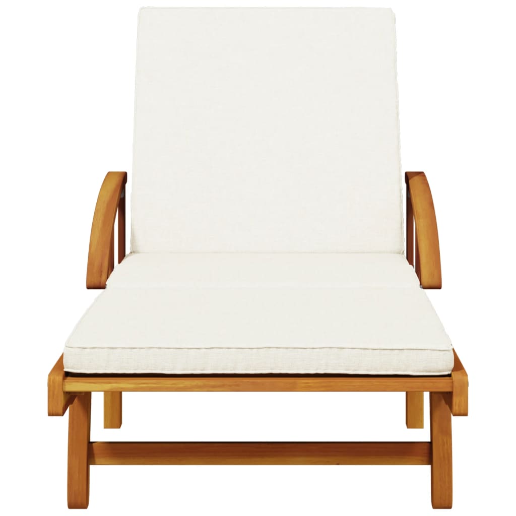 vidaXL Sun Lounger with Cushion and Table Solid Wood Acacia-3