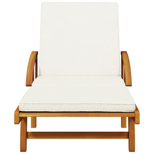 vidaXL Sun Lounger with Cushion and Table Solid Wood Acacia-3