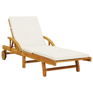 vidaXL Sun Lounger with Cushion and Table Solid Wood Acacia-4