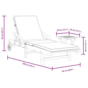 vidaXL Sun Lounger with Cushion and Table Solid Wood Acacia-8