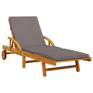 vidaXL Sun Lounger with Cushion and Table Solid Wood Acacia-3