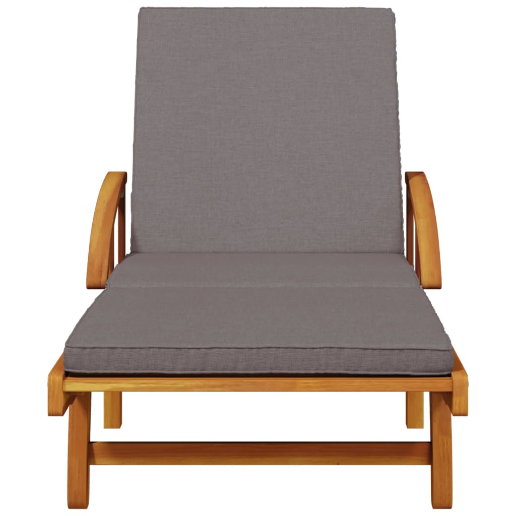 vidaXL Sun Lounger with Cushion and Table Solid Wood Acacia-4