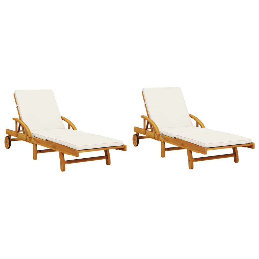 vidaXL Sun Loungers 2 pcs with Table Solid Wood Acacia-3
