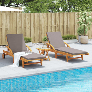 vidaXL Sun Loungers 2 pcs with Table Solid Wood Acacia-1