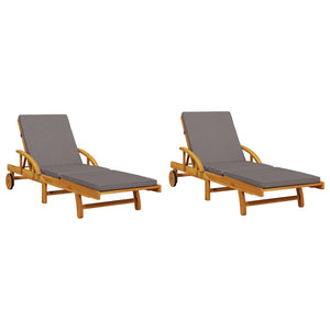 vidaXL Sun Loungers 2 pcs with Table Solid Wood Acacia-3