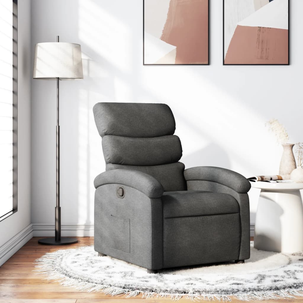 vidaXL Recliner Chair Dark Gray Fabric-0