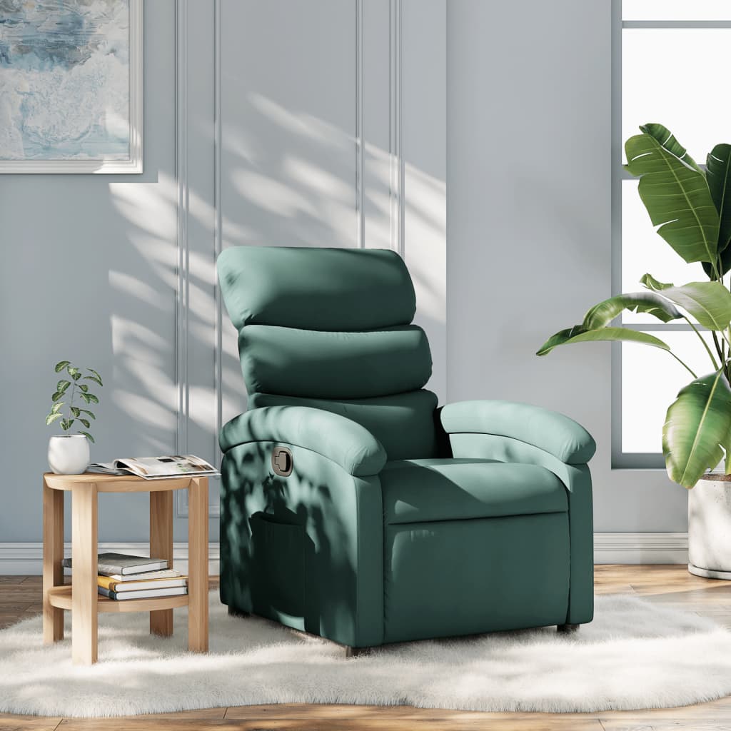 vidaXL Recliner Chair Dark Green Fabric-0