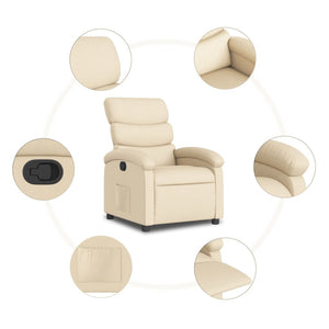 vidaXL Recliner Chair Cream Fabric-5