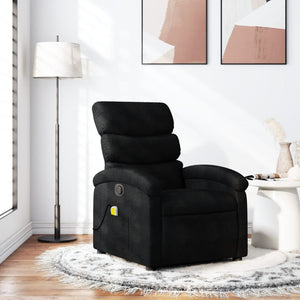 vidaXL Massage Recliner Chair Black Fabric-0