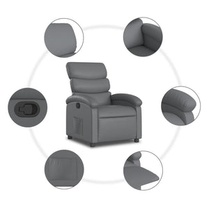 vidaXL Recliner Chair Gray Faux Leather-5