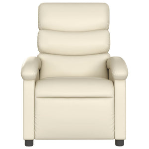 vidaXL Massage Recliner Chair Cream Faux Leather-2