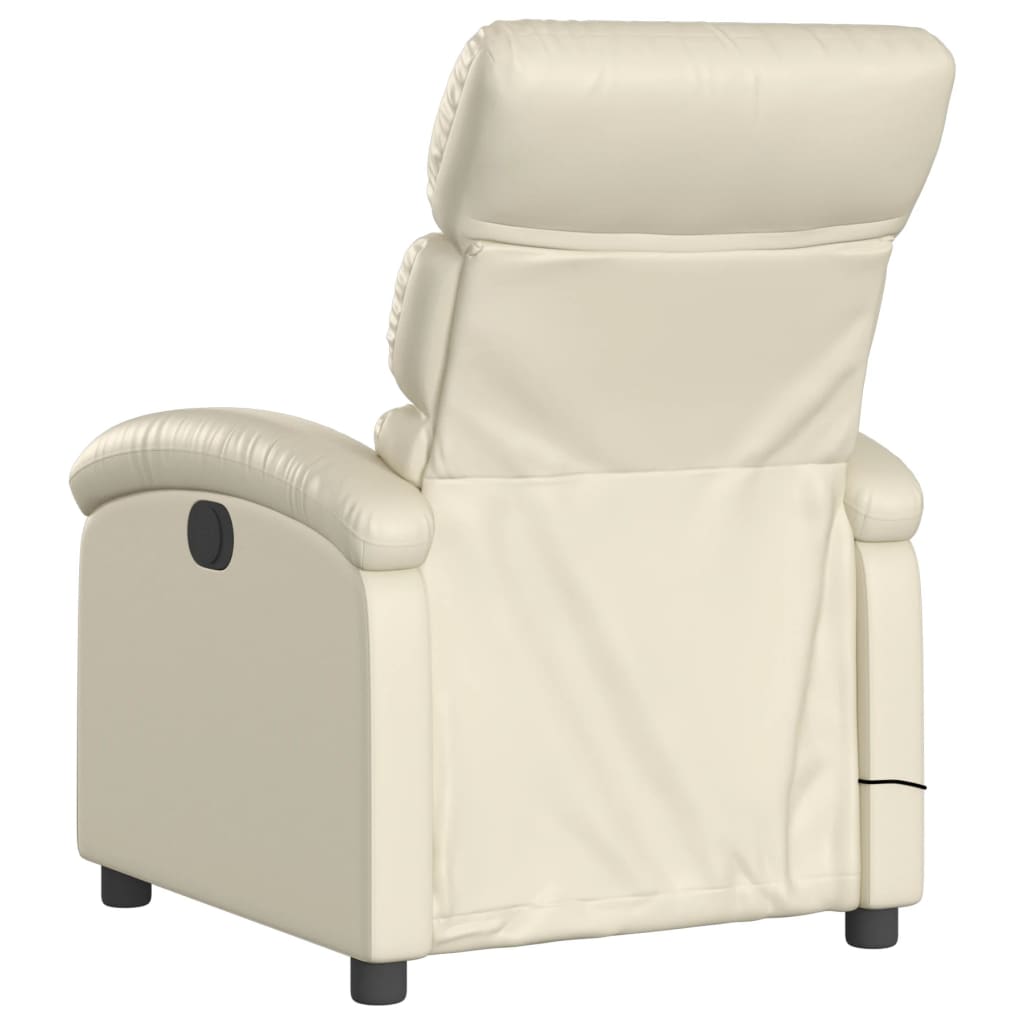 vidaXL Massage Recliner Chair Cream Faux Leather-4