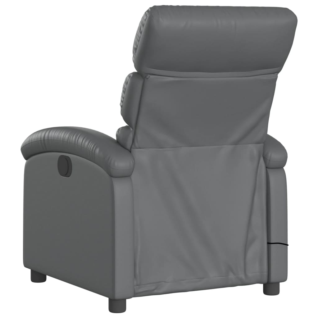 vidaXL Massage Recliner Chair Gray Faux Leather-4