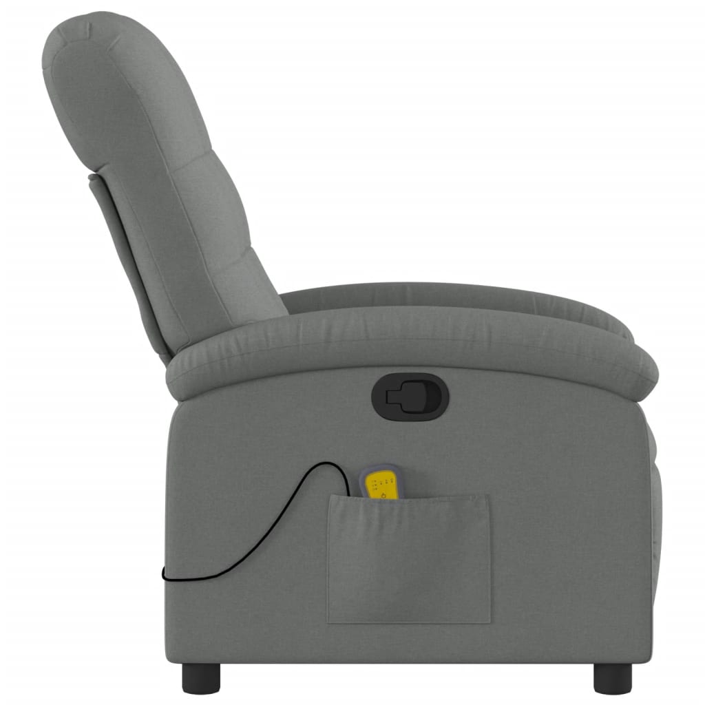 vidaXL Massage Recliner Chair Dark Gray Fabric-3