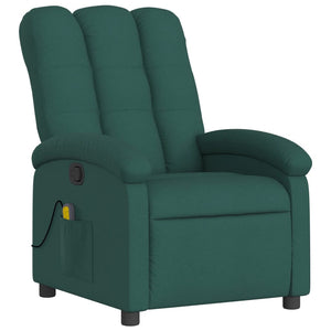 vidaXL Massage Recliner Chair Dark Green Fabric-1