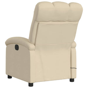 vidaXL Massage Recliner Chair Cream Fabric-4