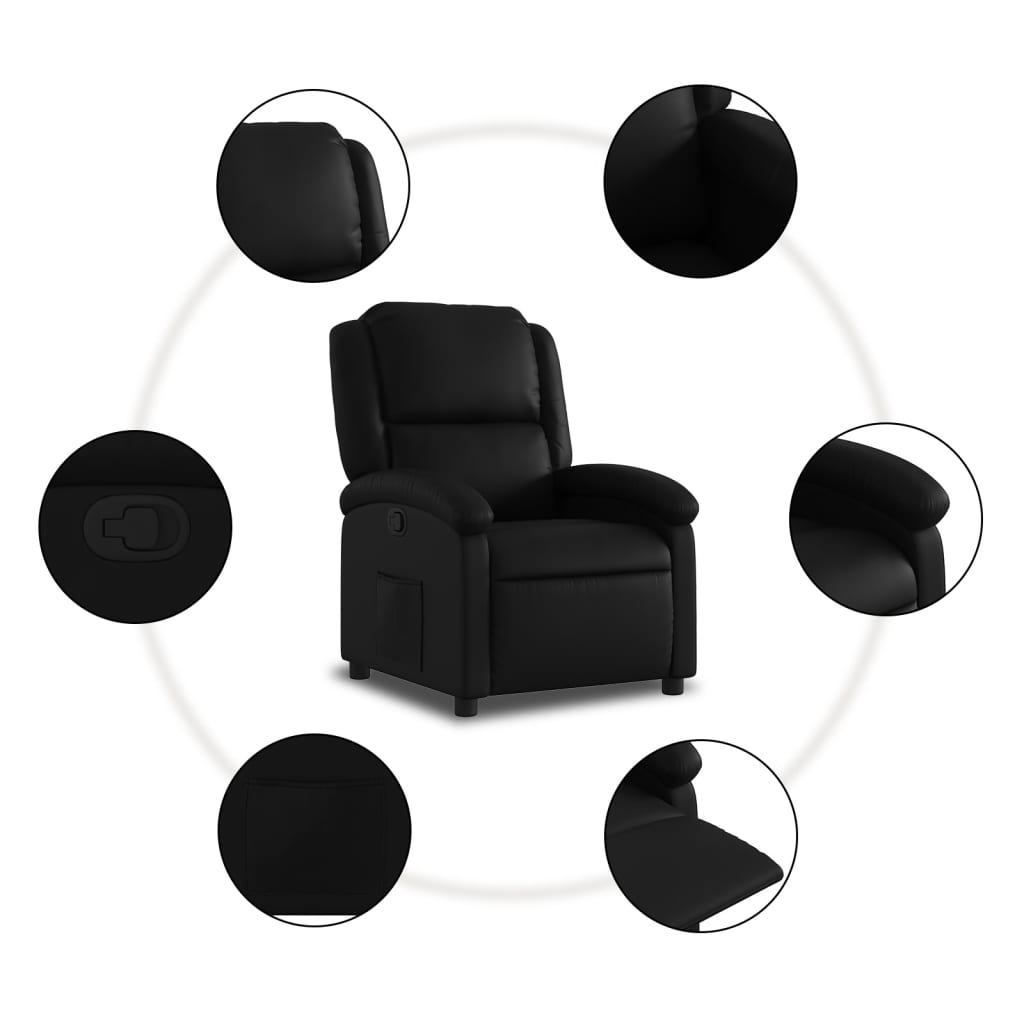 vidaXL Recliner Chair Black Faux Leather-5