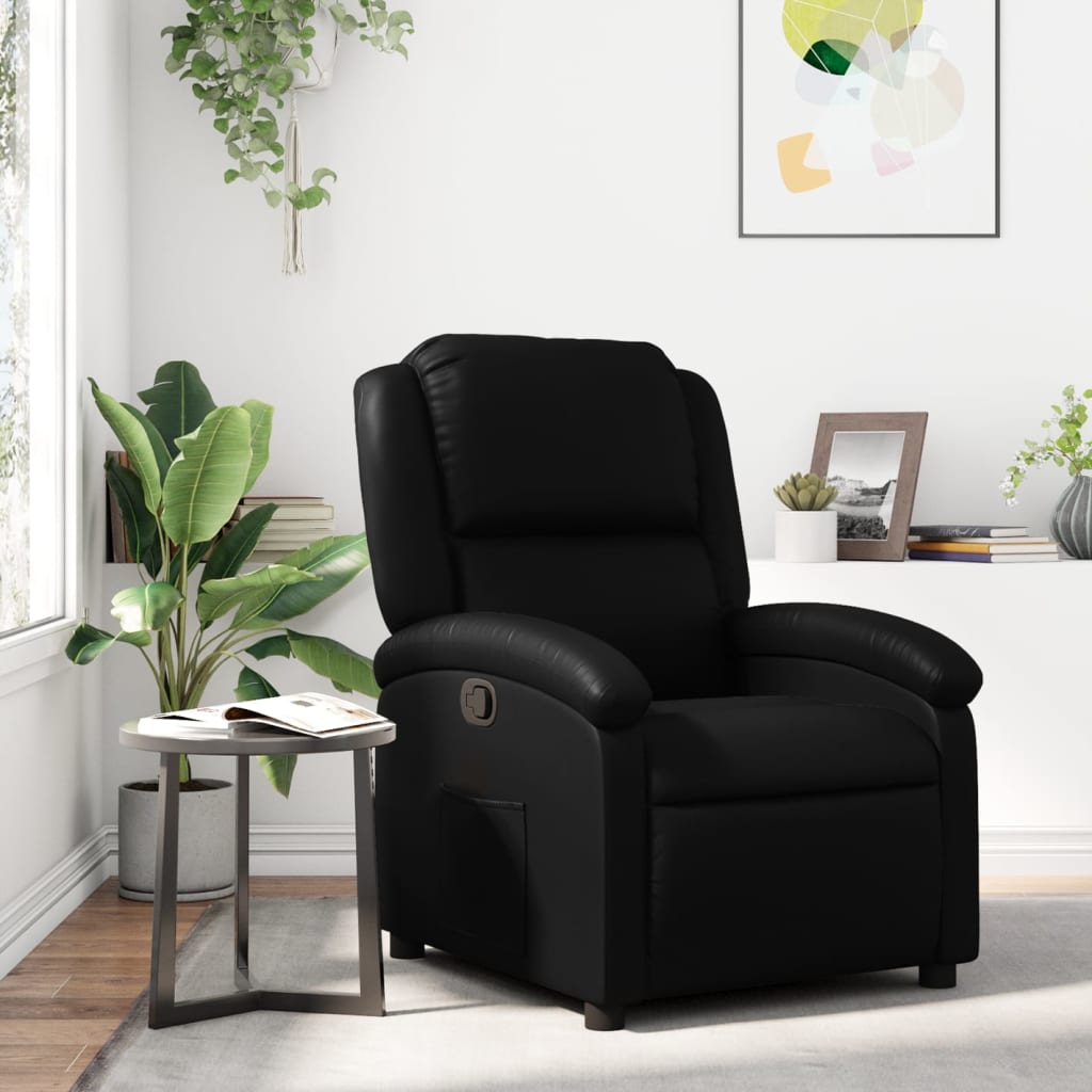vidaXL Recliner Chair Black Faux Leather-0