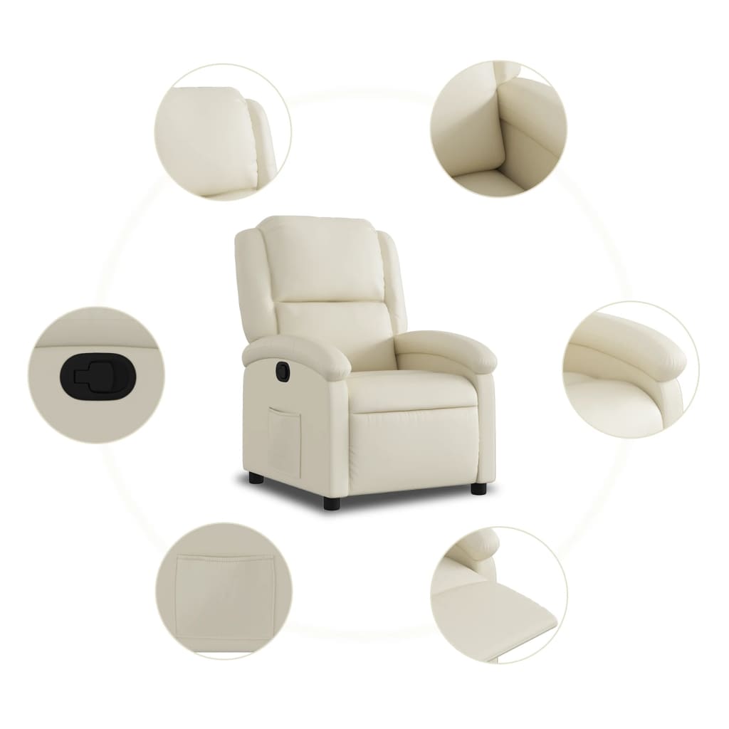 vidaXL Recliner Chair Cream Faux Leather-5