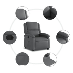 vidaXL Recliner Chair Gray Faux Leather-5