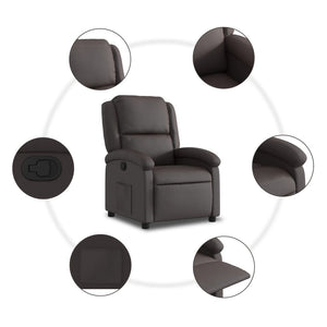 vidaXL Recliner Chair Dark Brown Real Leather-3