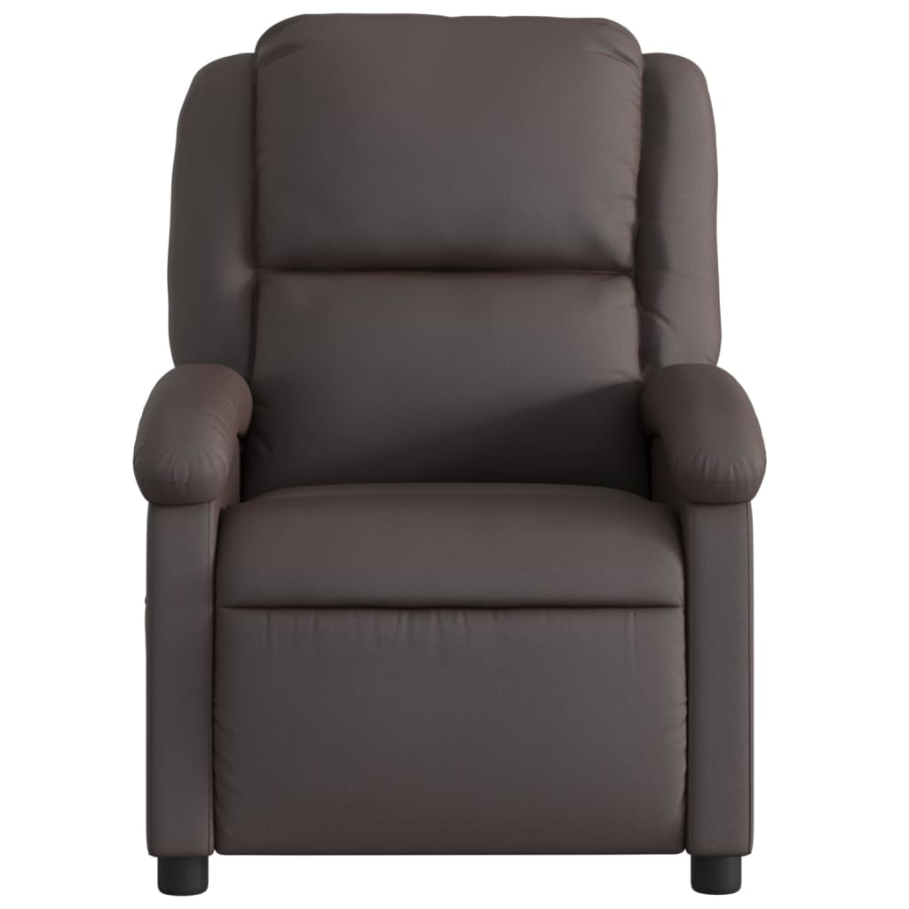 vidaXL Recliner Chair Dark Brown Real Leather-4