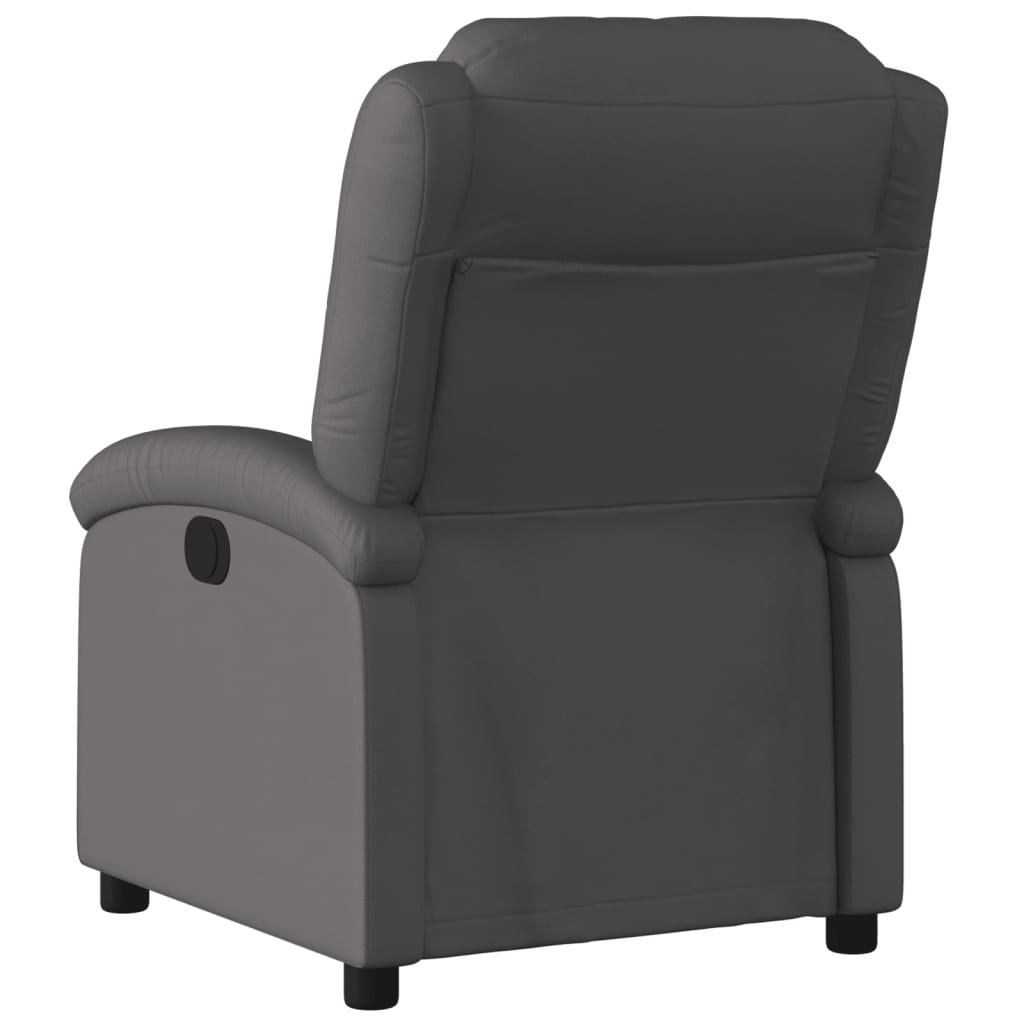 vidaXL Recliner Chair Gray Real Leather-1