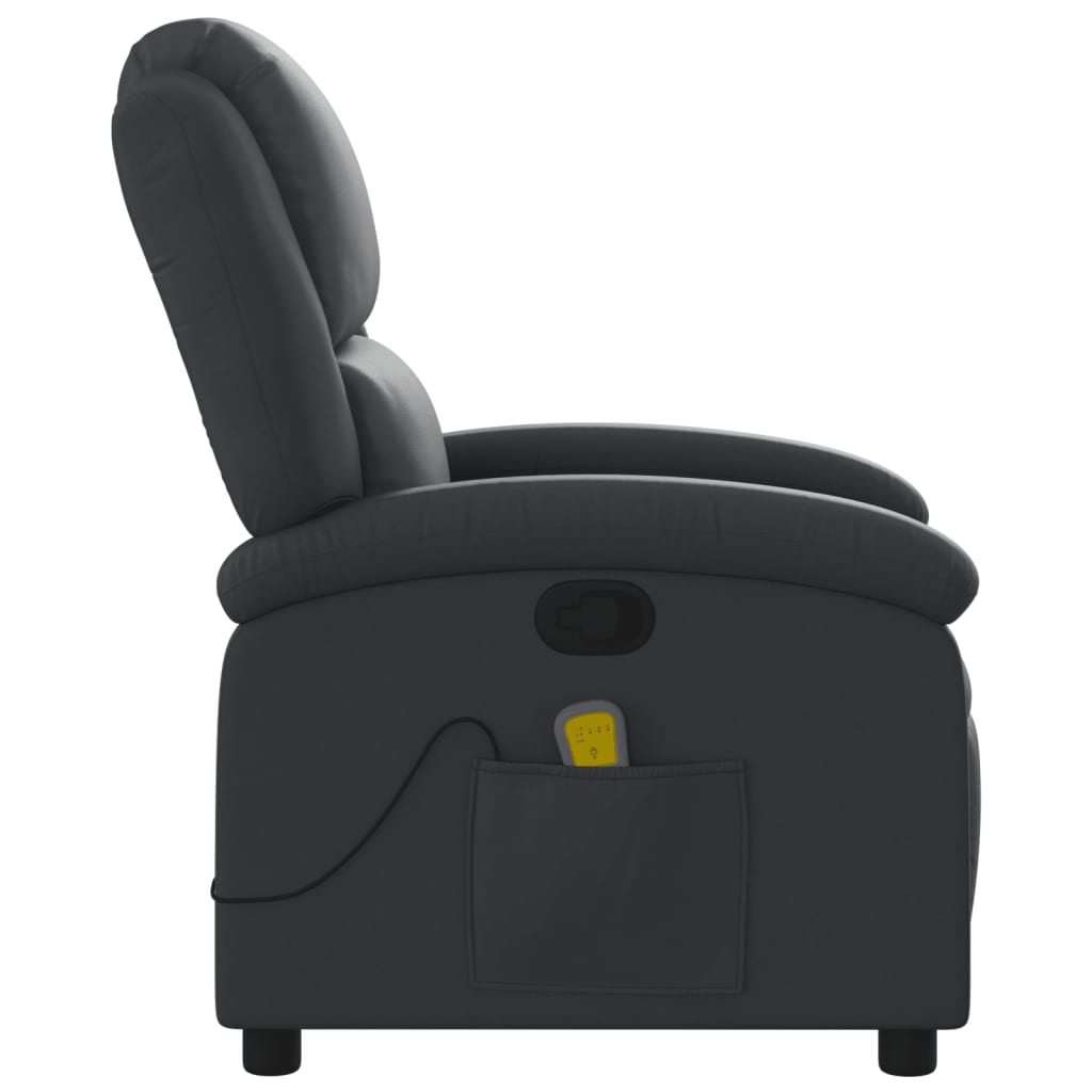 vidaXL Massage Recliner Chair Black Real Leather-6