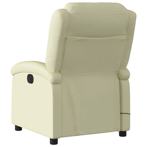 vidaXL Massage Recliner Chair Cream Real Leather-2