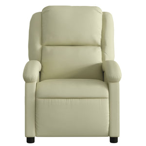 vidaXL Massage Recliner Chair Cream Real Leather-5