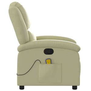 vidaXL Massage Recliner Chair Cream Real Leather-6