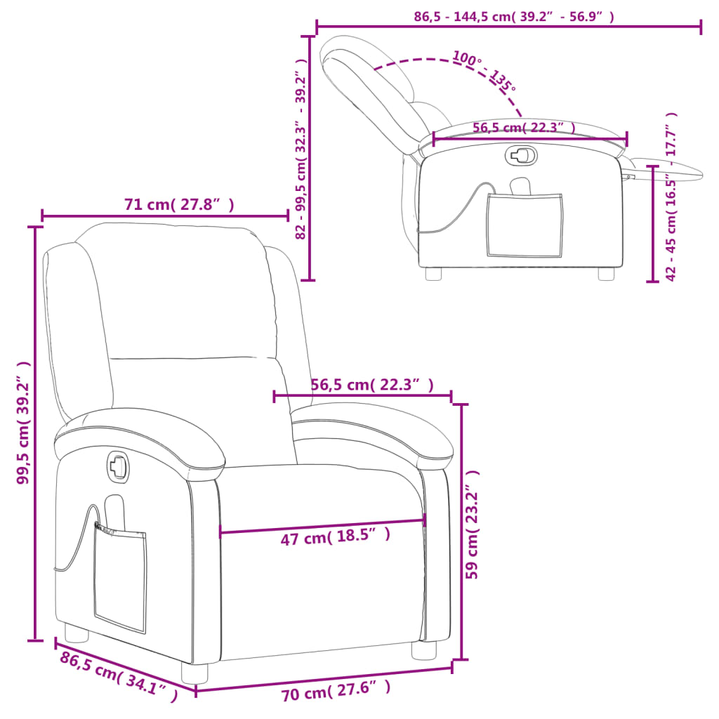 vidaXL Massage Recliner Chair Light Gray Velvet-1