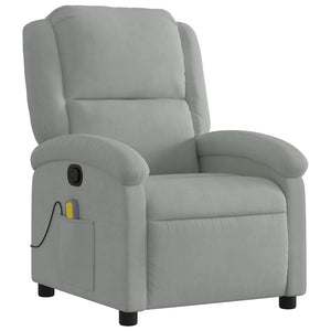 vidaXL Massage Recliner Chair Light Gray Velvet-2