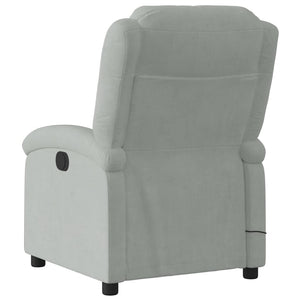 vidaXL Massage Recliner Chair Light Gray Velvet-5