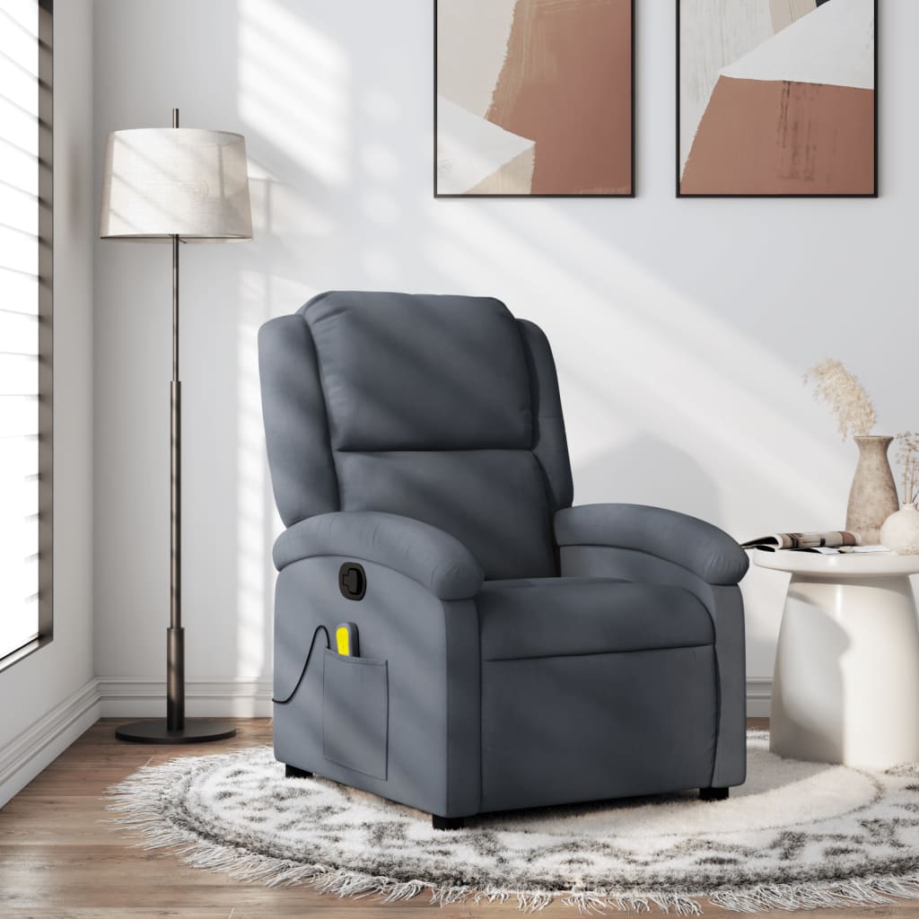 vidaXL Massage Recliner Chair Dark Gray Velvet-0