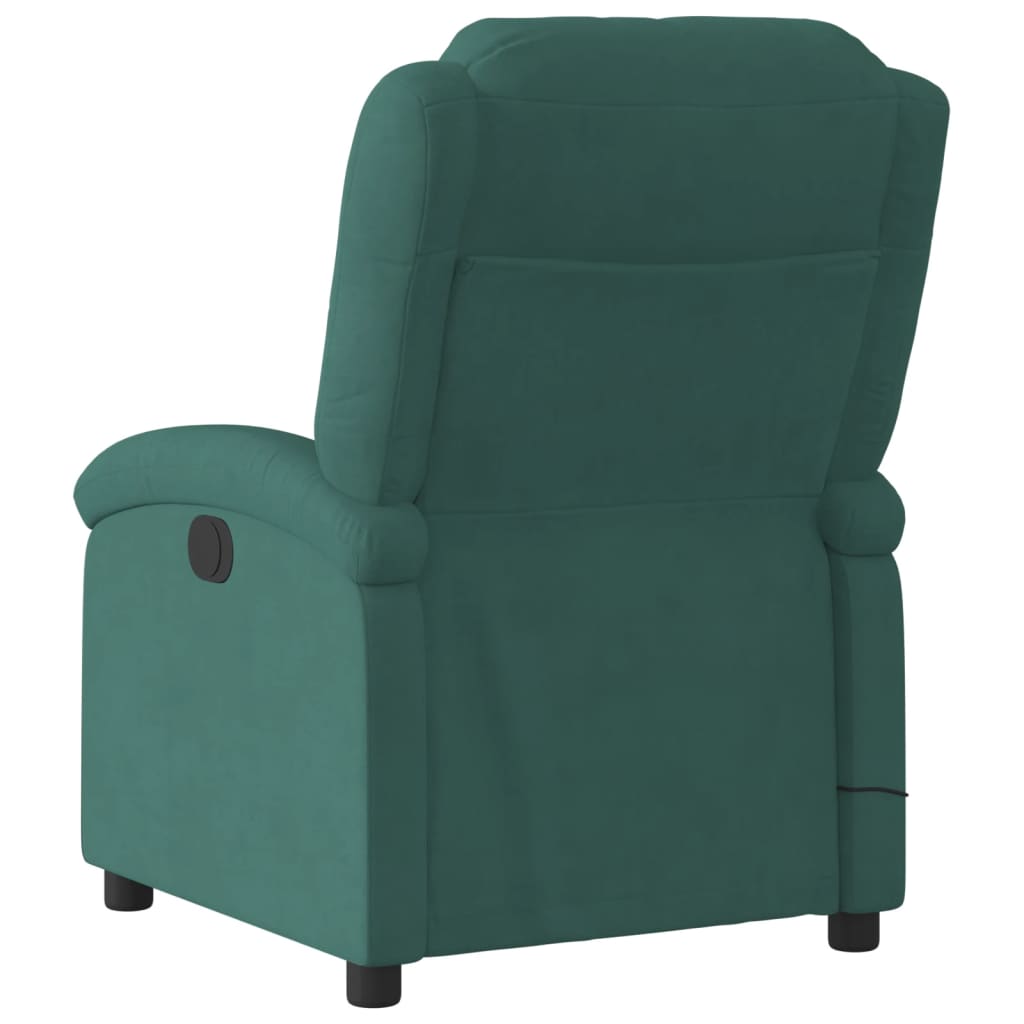 vidaXL Massage Recliner Chair Dark Green Velvet-4