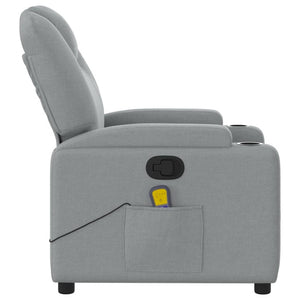 vidaXL Massage Recliner Chair Light Gray Fabric-4