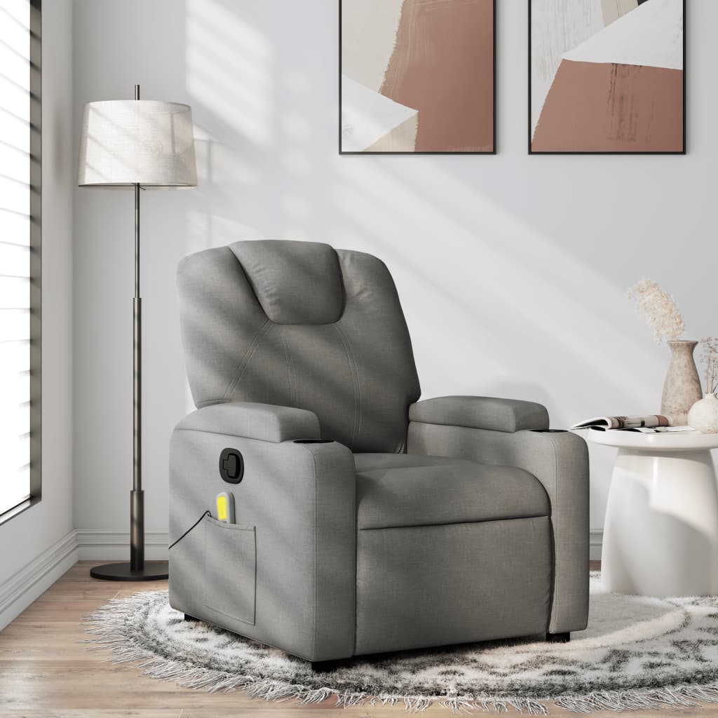 vidaXL Massage Recliner Chair Dark Gray Fabric-0