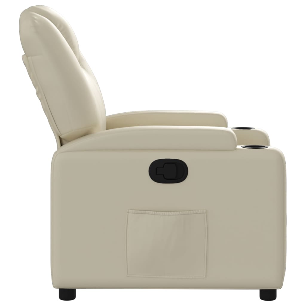 vidaXL Recliner Chair Cream Faux Leather-2