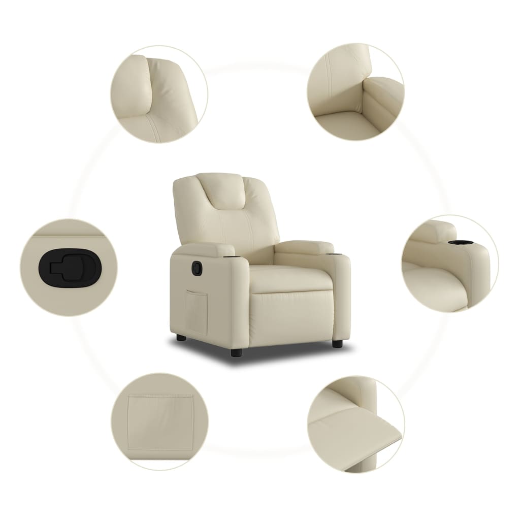 vidaXL Recliner Chair Cream Faux Leather-5